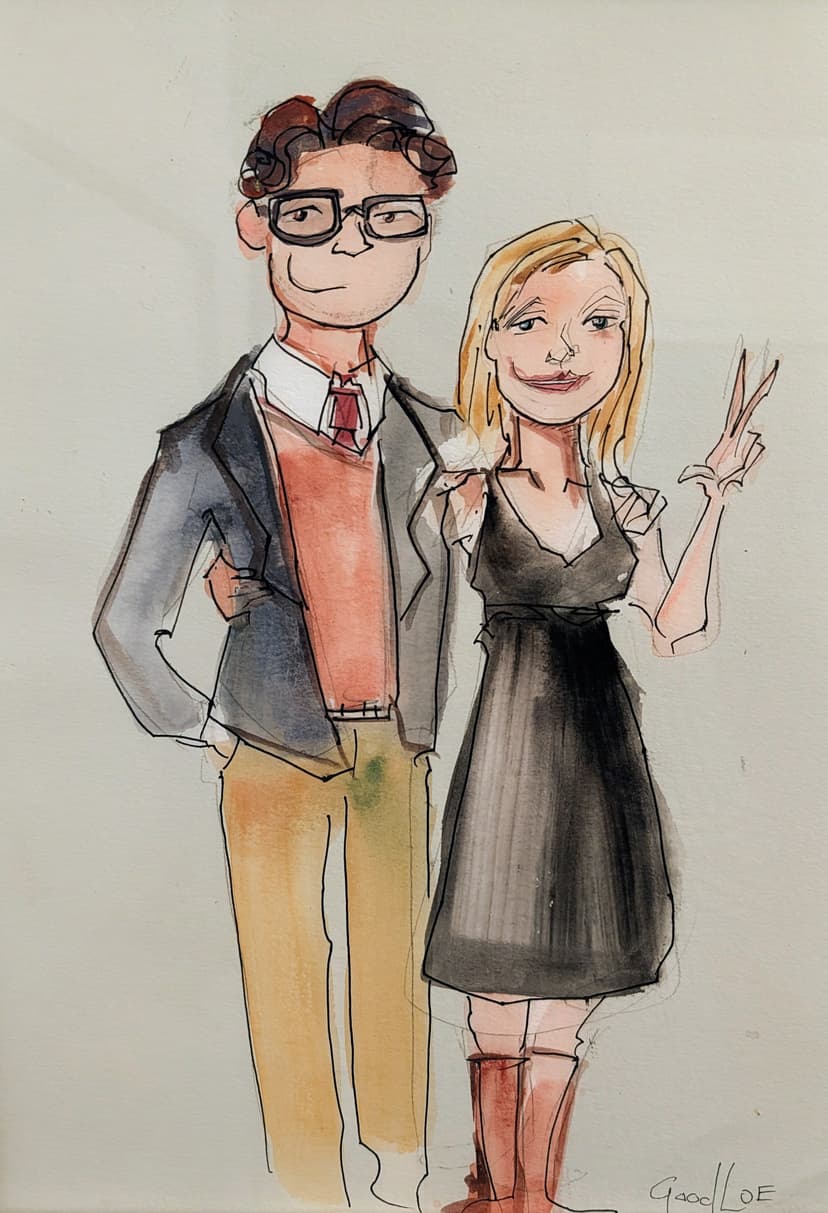 Caricature of Jon and Tara