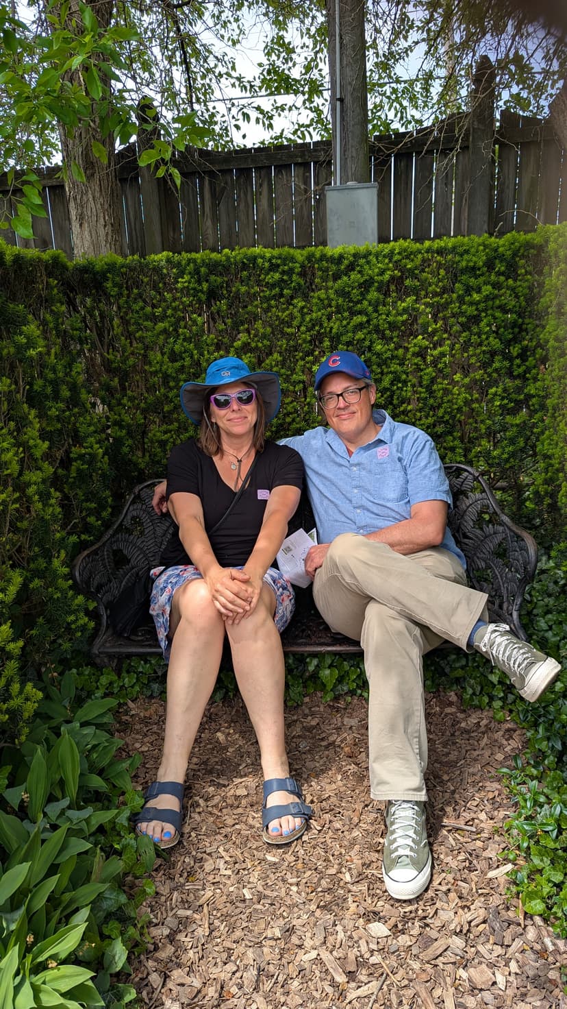 Jon and Tara on a bench